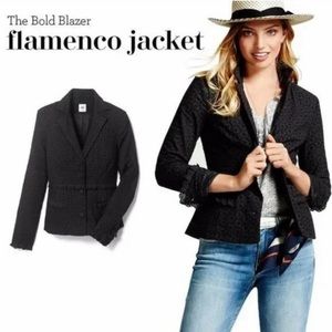 Cabi Flamenco Black Eyelet Cotton Blazer sz 14